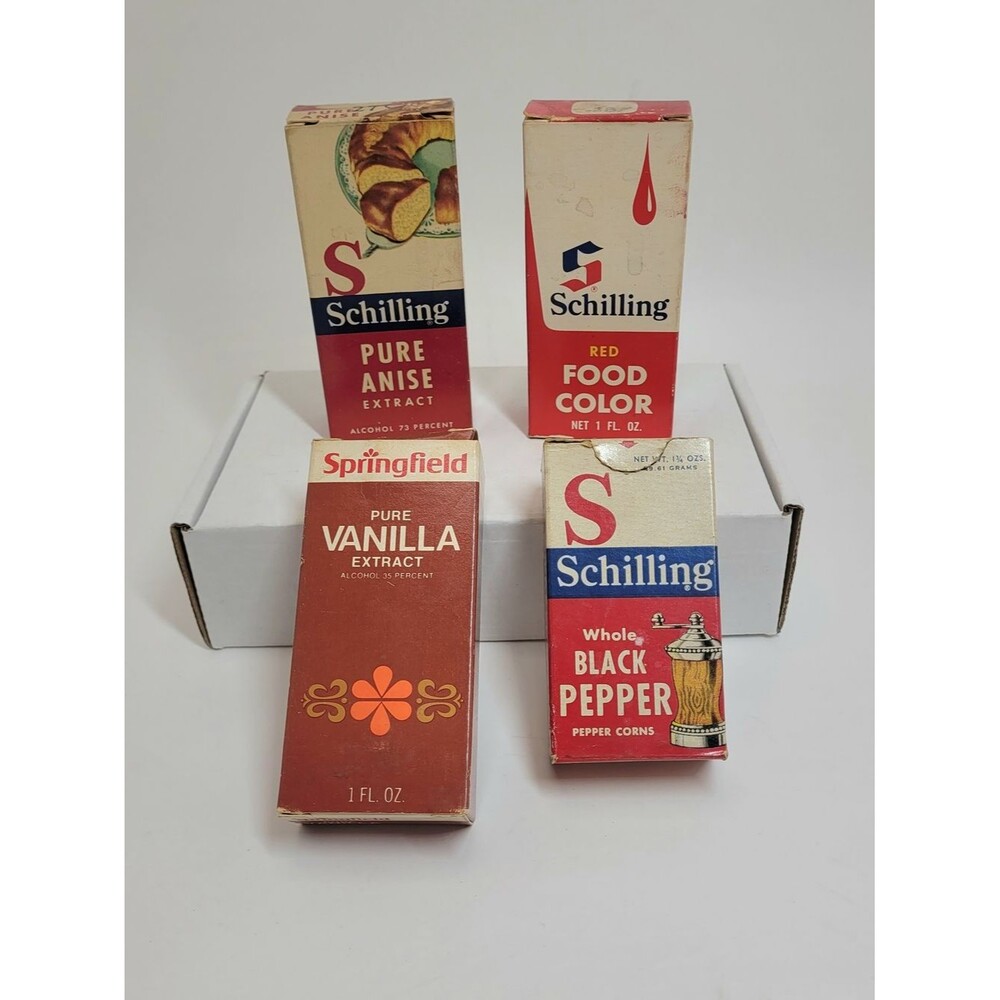 Vintage 1960s Spice & Extract Of Schilling & Springfield with Original Bottles